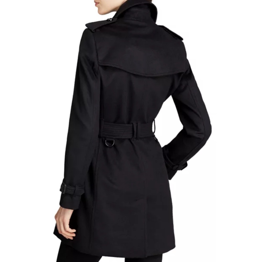 Authentic Burberry Kensington Wool Black Double-Breasted Trench Coat - Picture 4 of 8